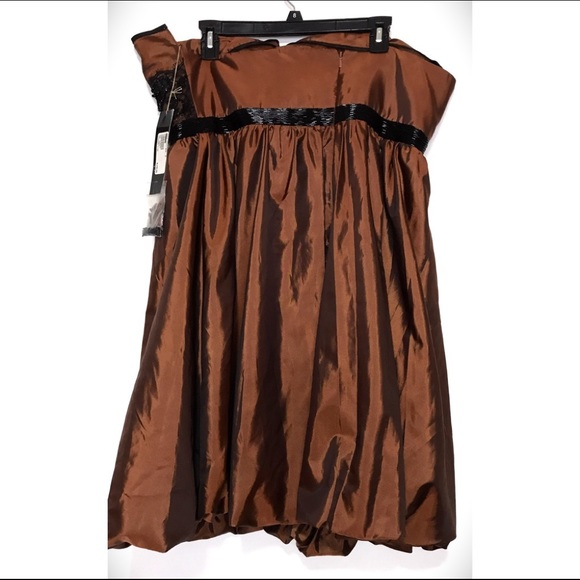 Mac Duggal Couture Bronze Taffeta Strapless Dress - Picture 3 of 8